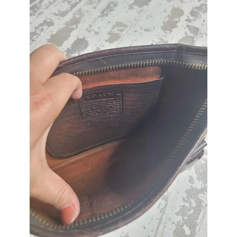 3502 Vintage Coach Handle Clutch Handbag Bonnie Cashin Brown Leather - Picture 6 of 9